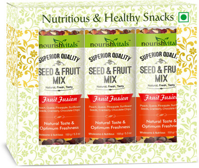 NourishVitals Nutritious Seed & Fruit Mix - Fruit Fusion - Breakfast / Snacks Trail Mix(150.0 g, Pack of 3)
NourishVitals Nutritious Seed & Fruit Mix - Fruit Fusion - Breakfast / Snacks Trail Mix(150.0 g, Pack of 3)