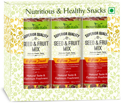 NourishVitals Nutritious Seed & Fruit Mix - A Pine Treat - Breakfast / Snacks Trail Mix(150.0 g, Pack of 3)
NourishVitals Nutritious Seed & Fruit Mix - A Pine Treat - Breakfast / Snacks Trail Mix(150.0 g, Pack of 3)