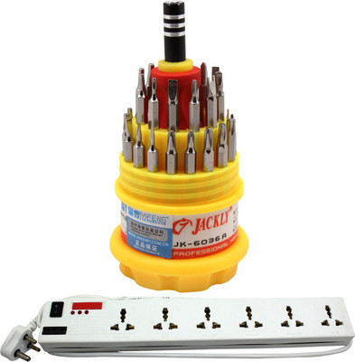 Pinnacle 6 Socket 1 Switch 3 Meter Cord Deluxe Series + Jackly Multi screwdriver set of 2 Electrical Combo(Pack of 2)
Pinnacle 6 Socket 1 Switch 3 Meter Cord Deluxe Series + Jackly Multi screwdriver set of 2 Electrical Combo(Pack of 2)