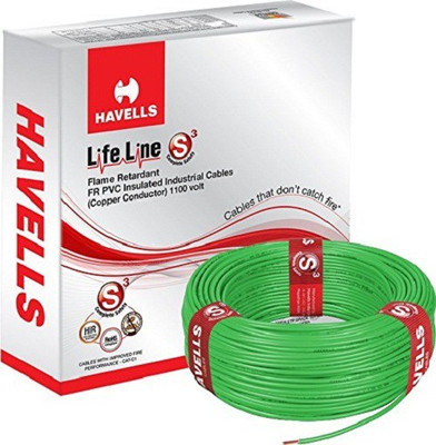 Havells FR PVC, PVC 1 sq/mm Green 90 m Wire(GREEN)