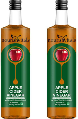 NourishVitals With Mother Raw, Unfiltered Apple Cider Vinegar(2x500, Apple Flavored)
NourishVitals With Mother Raw, Unfiltered Apple Cider Vinegar(2x500, Apple Flavored)