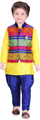 Jeet Boys Kurta, Waistcoat and Pyjama Set, Yellow
