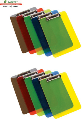 Rasper Multicolor Acrylic Clip Board 14x10 Inches For A4 Size Compatible (PACK OF 10 PCS) Examination Pads(Set of 10, Multicolor)
Rasper Multicolor Acrylic Clip Board 14x10 Inches For A4 Size Compatible (PACK OF 10 PCS) Examination Pads(Set of 10, Multicolor)