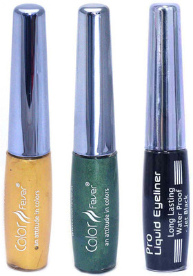 Color Fever Long Lasting Water Proof Eye Liner 18 ml(Gold 01, Green 01, Black 01)