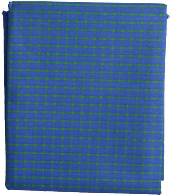 British Terminal Cotton Checkered Shirt Fabric(Un-stitched), Blue
