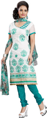 Trendz Apparels Chanderi Embroidered Dress/Top Material(Un-stitched), White
Trendz Apparels Chanderi Embroidered Dress/Top Material(Un-stitched), White