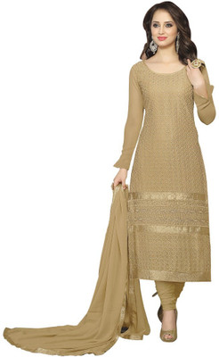 Jiya Georgette Self Design, Embroidered Salwar Suit Dupatta Material(Un-stitched), Beige