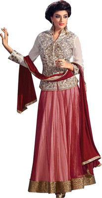 V And V Shop Georgette Embroidered Semi-stitched Salwar Suit Dupatta Material, Maroon;white
V And V Shop Georgette Embroidered Semi-stitched Salwar Suit Dupatta Material, Maroon;white