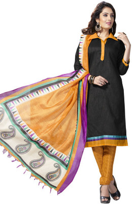 Trendz Apparels Silk Printed Salwar Suit Dupatta Material(Un-stitched), Black