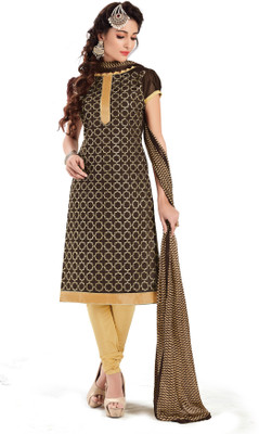 Jiya Chanderi Self Design, Embroidered Salwar Suit Dupatta Material(Un-stitched), Beige;brown