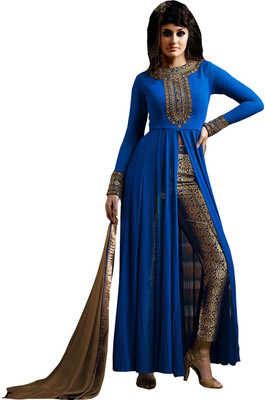 V And V Shop Georgette Embroidered Semi-stitched Salwar Suit Dupatta Material, Blue
V And V Shop Georgette Embroidered Semi-stitched Salwar Suit Dupatta Material, Blue