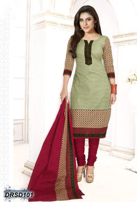 Lizafab Cotton Printed Salwar Suit Dupatta Material(Un-stitched), Beige