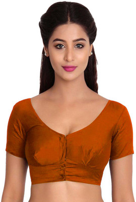 Javuli Silk Solid Blouse Material(Un-stitched), Orange