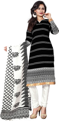Jiya Silk Self Design, Printed Salwar Suit Dupatta Material(Un-stitched), Black;white