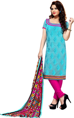 Trendz Apparels Chanderi Embroidered Dress/Top Material(Un-stitched), Green