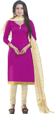 Jiya Silk Self Design Salwar Suit Dupatta Material(Un-stitched), Beige;pink