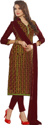 Khushali Chanderi Self Design, Embroidered Salwar Suit Dupatta Material(Un-stitched), Maroon;multicolor
Khushali Chanderi Self Design, Embroidered Salwar Suit Dupatta Material(Un-stitched), Maroon;multicolor