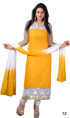 V And V Shop Cotton Embroidered Semi-stitched Salwar Suit Dupatta Material, Yellow
V And V Shop Cotton Embroidered Semi-stitched Salwar Suit Dupatta Material, Yellow