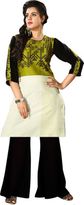 Shelina Cotton Printed Kurti Fabric(Un-stitched), Green