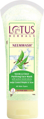Lotus HERBALS NEEMWASH Neem & Clove Purifying Face Wash with Active Neem Slices Face Wash(120 g)
Lotus HERBALS NEEMWASH Neem & Clove Purifying Face Wash with Active Neem Slices Face Wash(120 g)