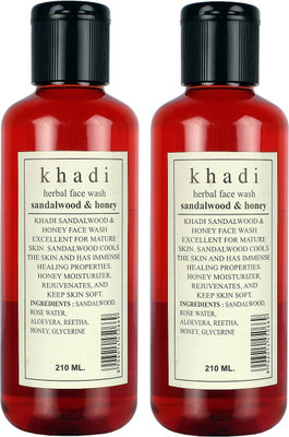 Khadi Sandal & Honey Herbal Face Wash Pack of 2(210 ml)