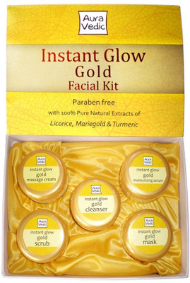 Auravedic Instant Glow Gold Facial Kit 125 ml(Set of 5)