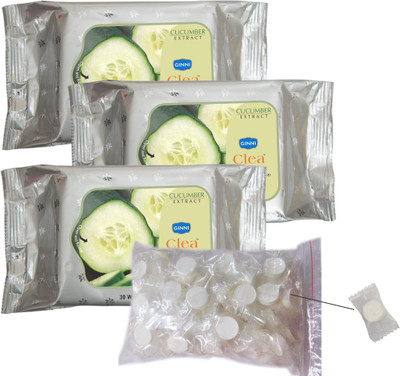 Ginni Clea Cleansing and Make-up Remover Wet Wipes (Cucumber)(pack of 3)(30 wipes per pack) with Coin Tissues (50 pcs) Candy Pack(Pack of 4)
Ginni Clea Cleansing and Make-up Remover Wet Wipes (Cucumber)(pack of 3)(30 wipes per pack) with Coin Tissues (50 pcs) Candy Pack(Pack of 4)