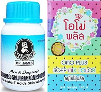 Dr. James Glutathione James skin whitening caps with skin whitening soap(200 g)
Dr. James Glutathione James skin whitening caps with skin whitening soap(200 g)