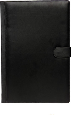Leather World PU Leather Document File Folder(Set Of 1, Black)