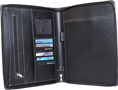 Essart Executive File PU Leather Conference Folder(Set Of 1, Black)