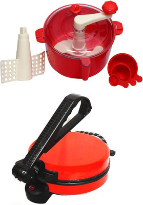 ECO SHOPEE COMBO OF RED ROTIMAKER WITH RED DOUGH MAKER Roti/Khakhra Maker(Red)