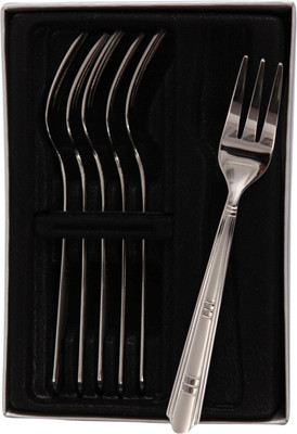 Mullich Miracle Silver Stainless Steel Dessert Fork Set(Pack of 6)