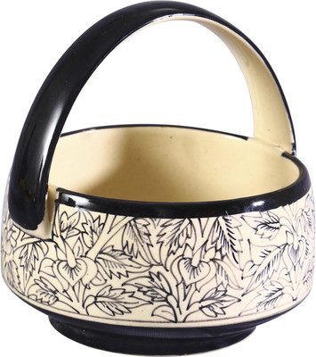 Caffeine Black Peru Stoneware Fruit & Vegetable Basket(Black, Beige)