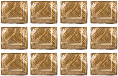 Annapurna Sales Golden Small Satin Saree Cover - Set of 12 Pcs. Pouch(Gold)