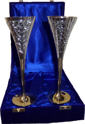 Utsav Handicraft Glasses 004 Glass Set(Silver Plated, Gold Plated, 240 ml, Silver, Pack of 2)