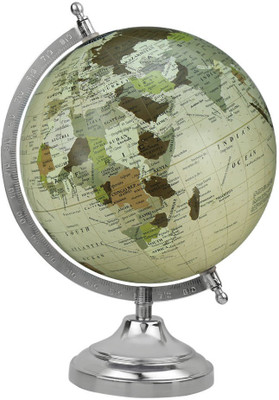 Globeskart Old Beige Cream with Chrome Base and Arc Desk and Table Top Political World Globe(Medium Cream)