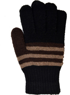 Vinenzia Self Design Winter Men's Gloves, Black
