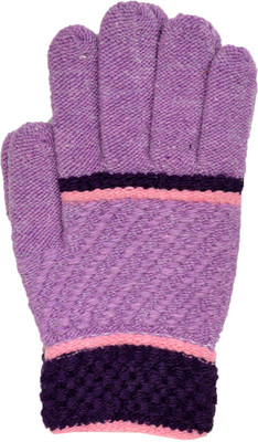 Vinenzia Self Design Winter Women's Gloves, L.purple