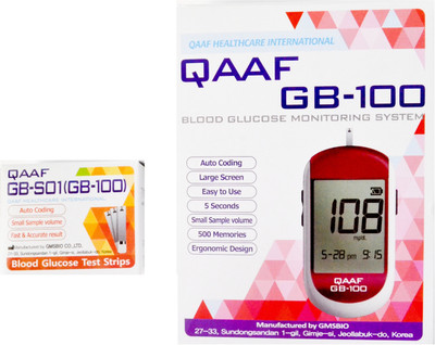 Qaaf Glucometer Combo Kit - Qaaf GB-100 Meter & Qaaf GB-S01 Blood Glucose Test Strips (100) Glucometer(White & Red)
Qaaf Glucometer Combo Kit - Qaaf GB-100 Meter & Qaaf GB-S01 Blood Glucose Test Strips (100) Glucometer(White & Red)