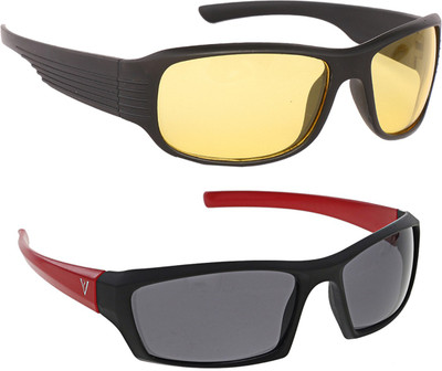 Vast New Day And Night Vision Car And Bike Driving Cycling Goggles(Black, Red)