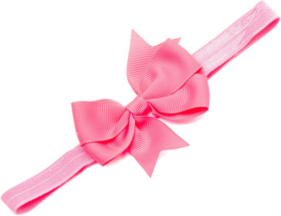 NeedyBee Girls Grosgrain Ribbon Bow on Soft Elastic Toddlers Baby Head Band(Pink)