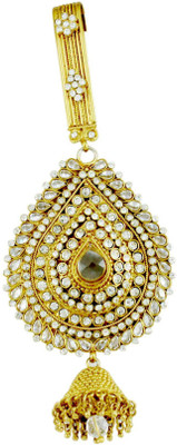 Orniza Ethnic Golden Juda In Clear Shade Hair Pin(White)