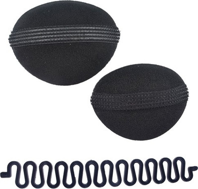 Majik Hair Base 2 Pcs with 1 Pcs Braid Tool Hair Accessory Set(Black)