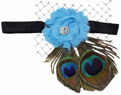 Pinkblueindia Peacock Feather Toddler With Flower Head Band(Blue)
