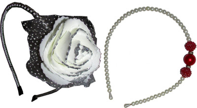 GD Floral With Red Pearl Hair Band(White)