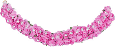 Majik Artificial Gajra Flower Bun Hair Band(Pink)