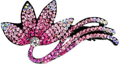 Glitters Online Pink Colour American Diamond Hair Clip(Pink)