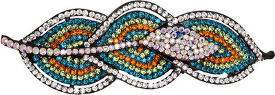 Glitters Online Leaf Design Green Stone Hair Clip(Yellow)