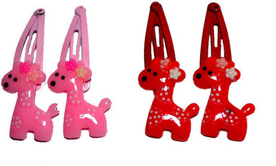Pikaboo Miss Giraffe Snap Tic Tac Clip(Red, Pink)