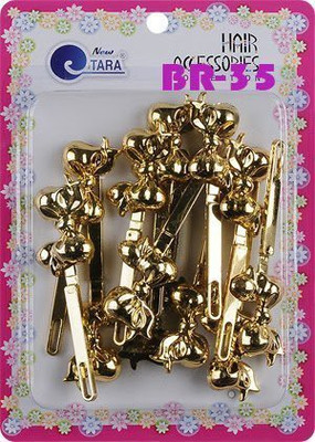 Tara Girls Self Hinge Bow Hair Barrettes 12 Pieces Selection (Gold) Hair Claw(Gold)